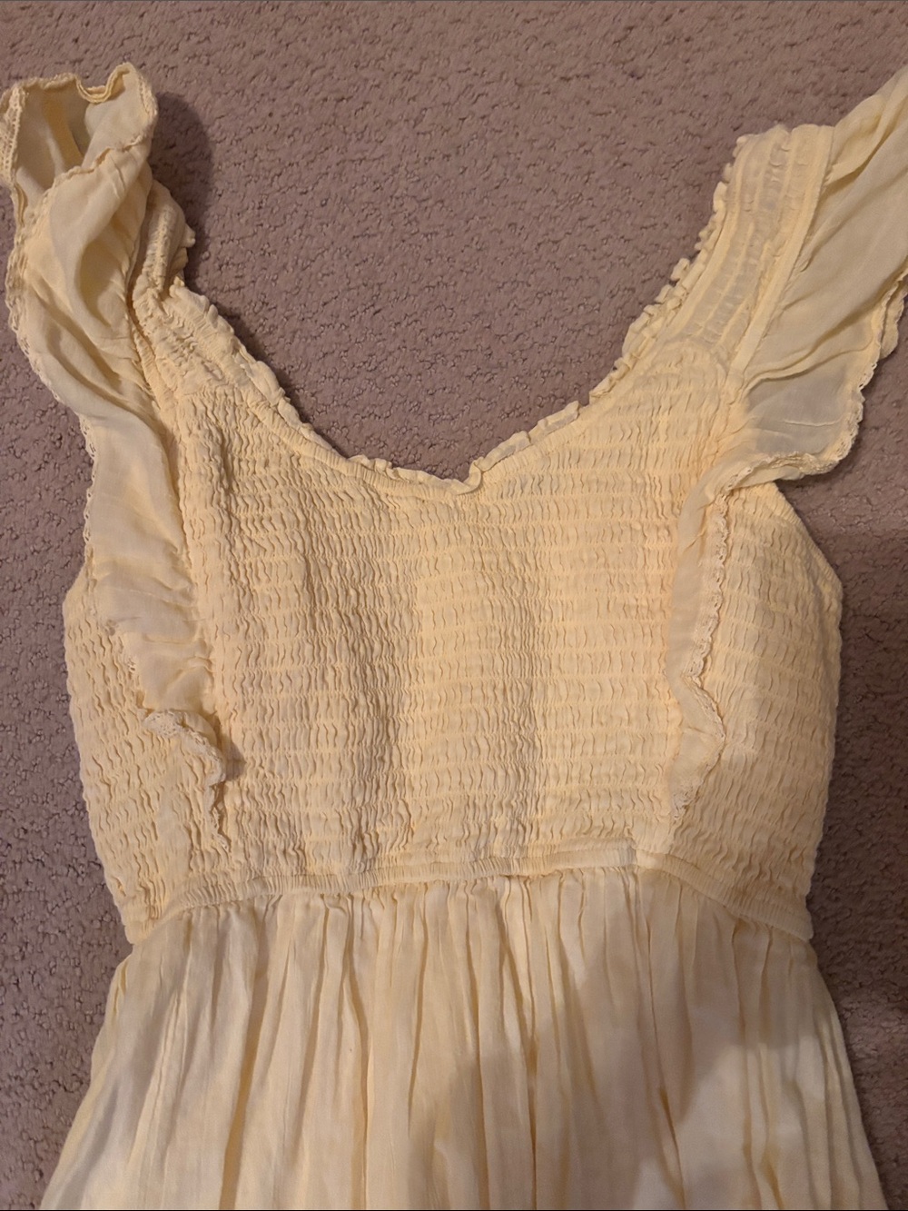 aerie Yellow Ruffled Strap Maxi Dress smocked Large L EUC - Picture 2 of 4